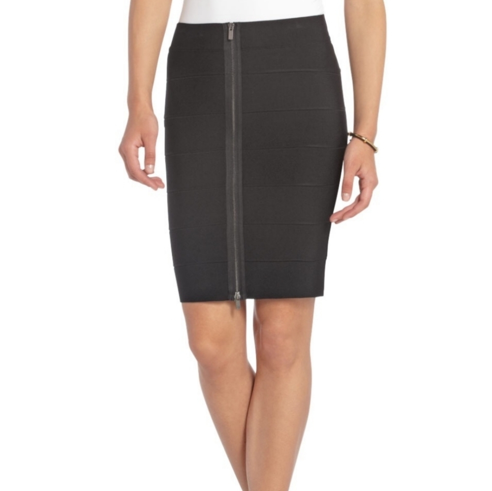 BCBGMaxAzria Josey Front zip up  bandage Skirt
